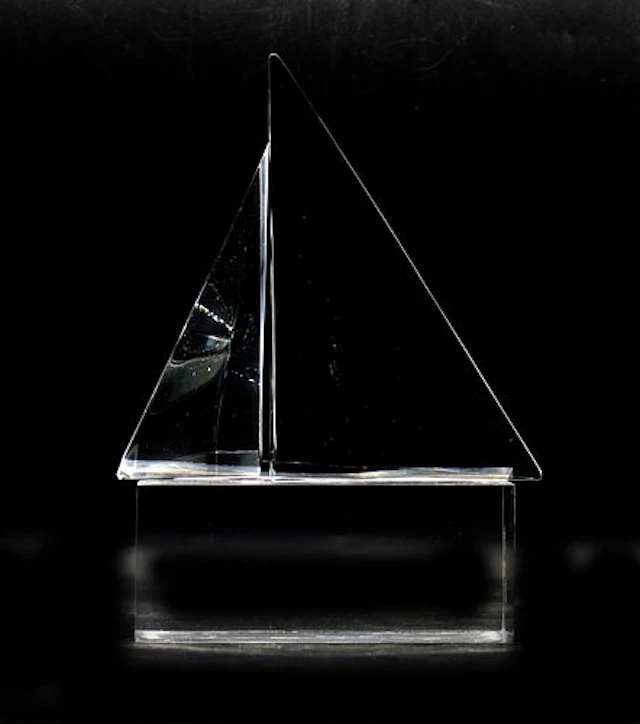 Steuben Glass Sail Boat Sculpture on Acrylic Base