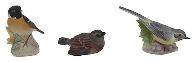 (3) Vintage Ceramic and Wood Bird Figurines