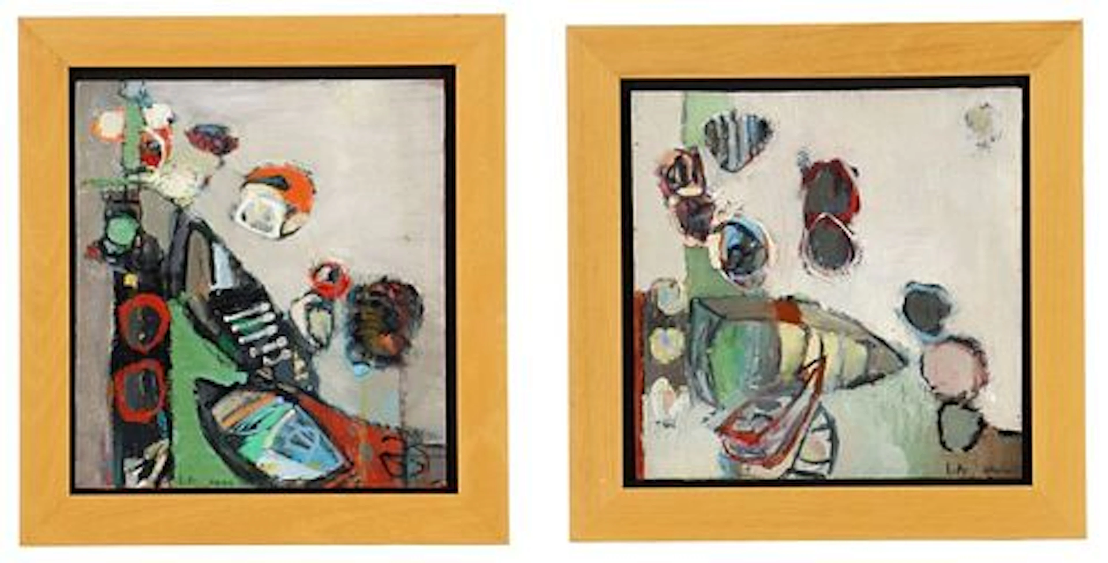 Leslie Allen, 20th/21st Century American, Pair of Abstract Oil Paintings