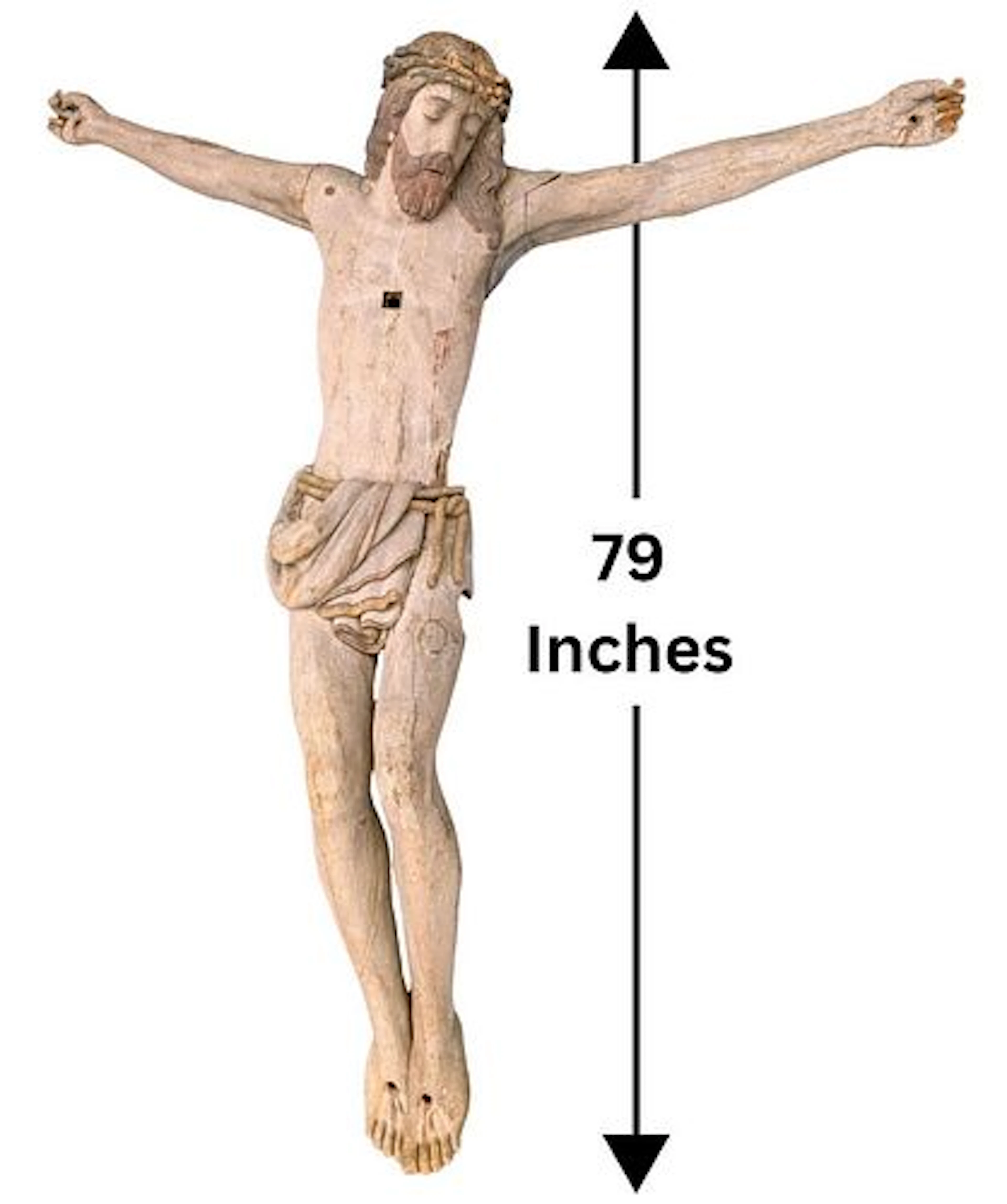 Extraordinary 17th Century Italian 6 1/2 Foot Tall Carved and Painted