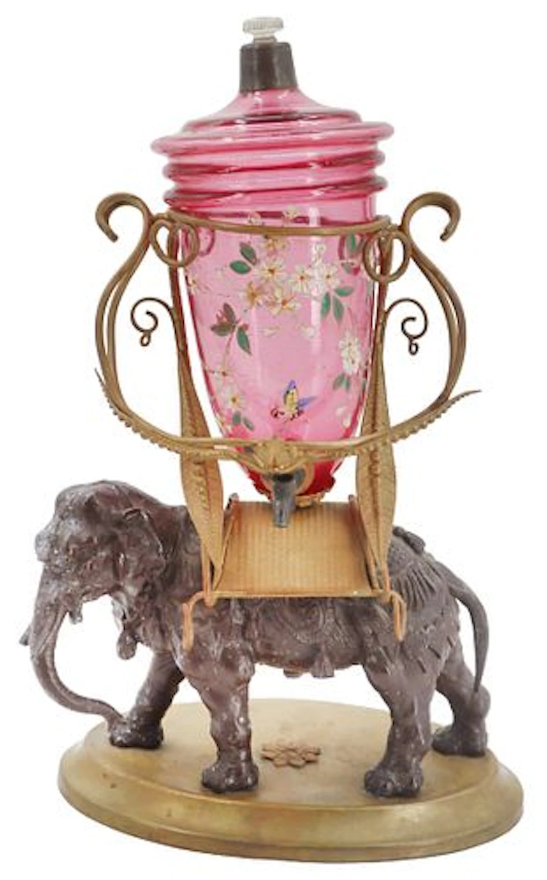 19th Century Napoleonic European Whimsical Elephant Bronze and Glass