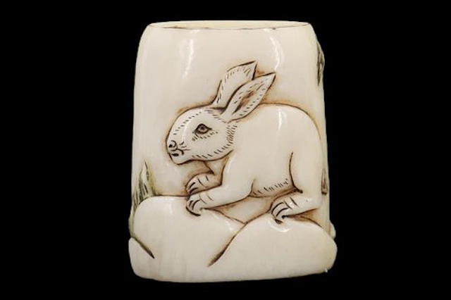 Japanese Bone Netsuke of a Rabbit