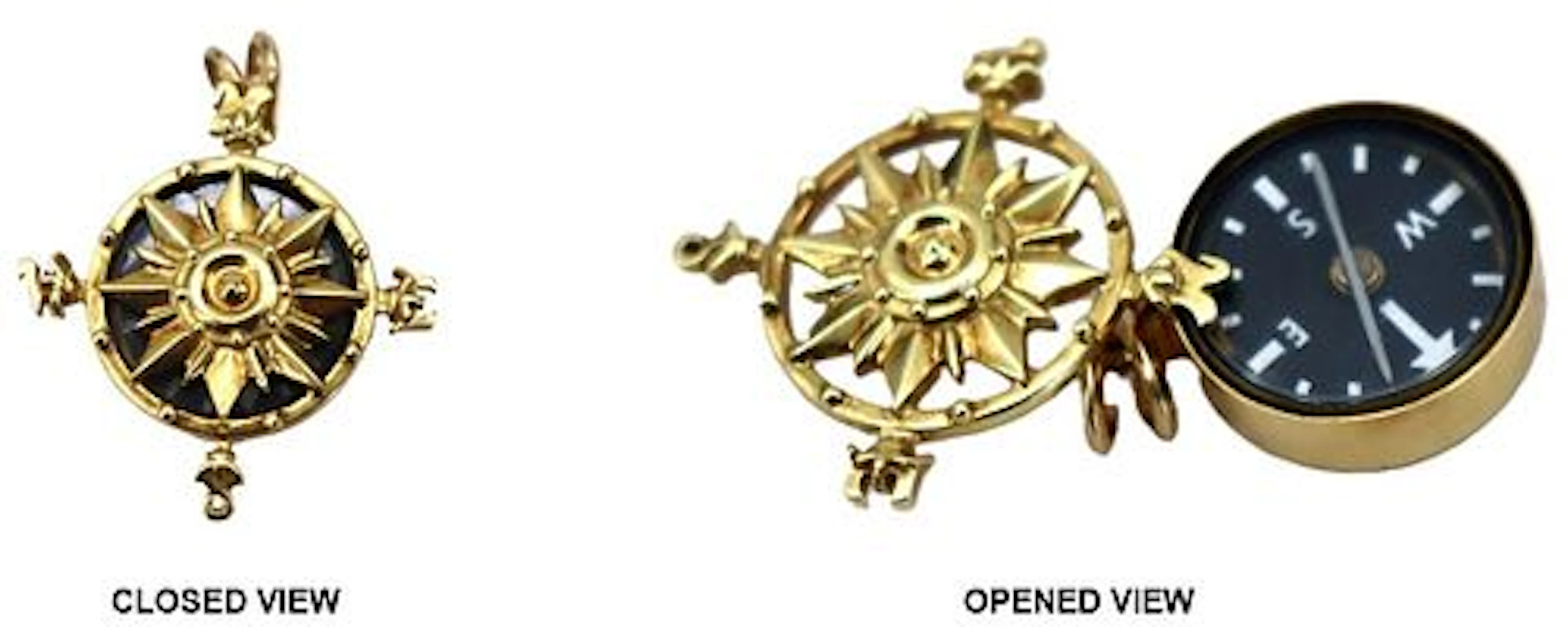 One A.G.A Correa 18k Gold Mariner's Compass Rose Locket Pendant - Gross 14.2 g.