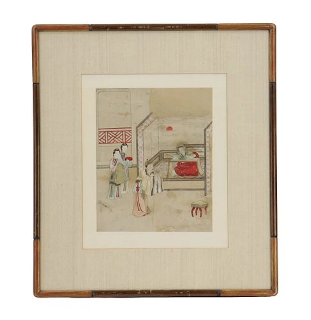 Antique Chinese Watercolor Printing on Silk