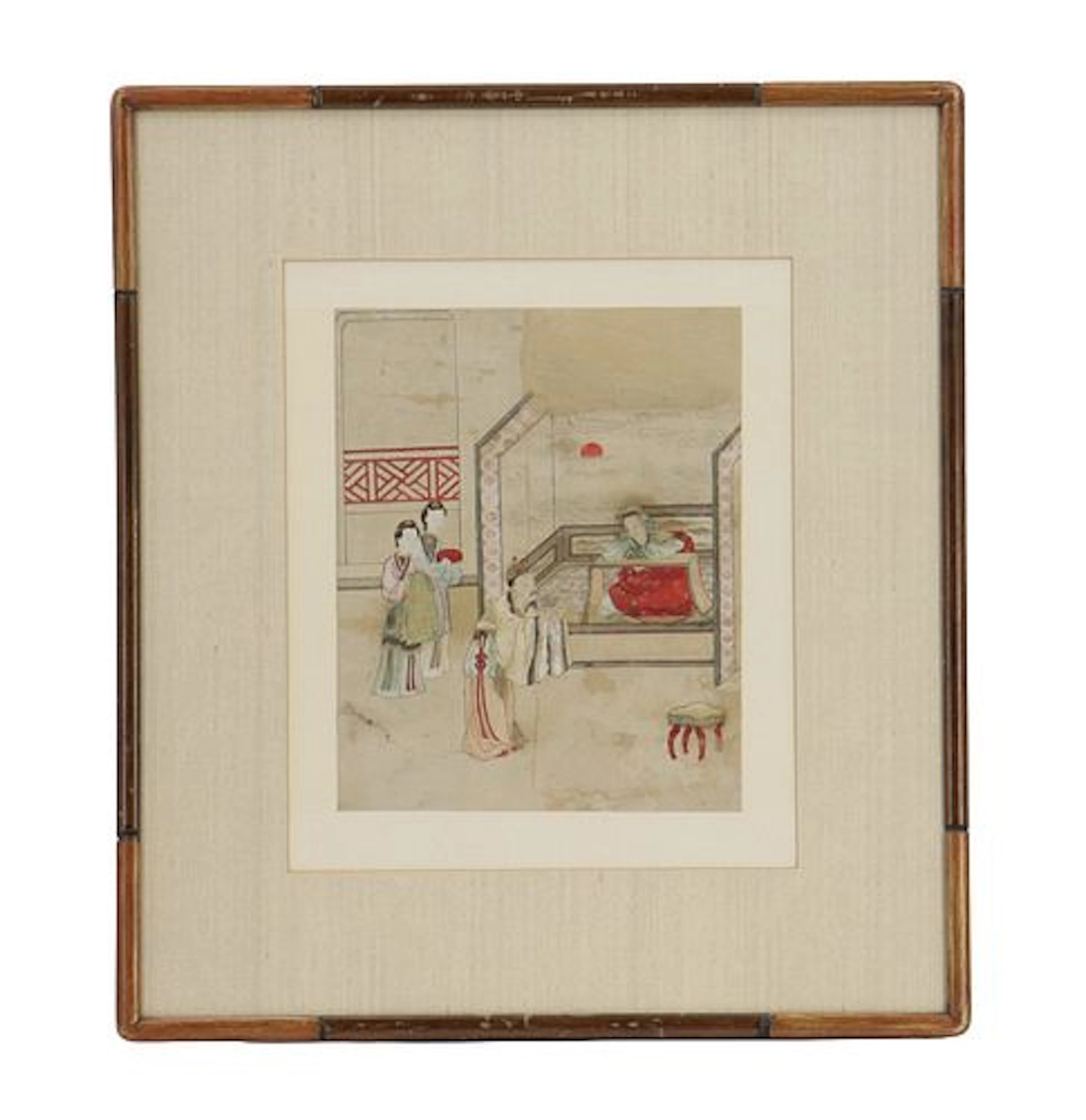 Antique Chinese Watercolor Printing on Silk