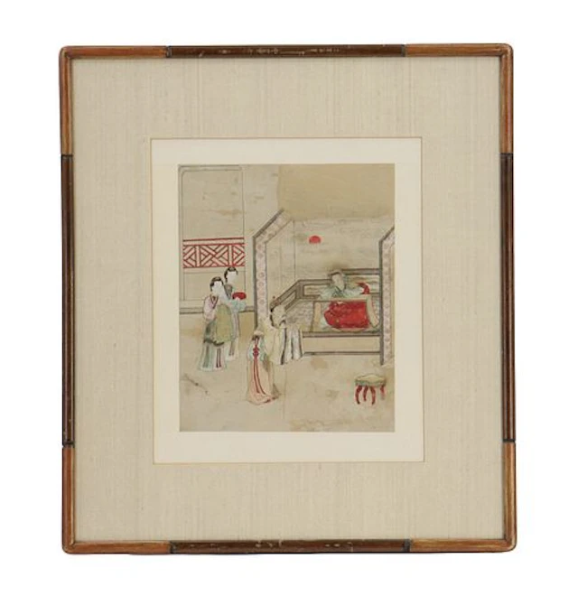 Antique Chinese Watercolor Printing on Silk