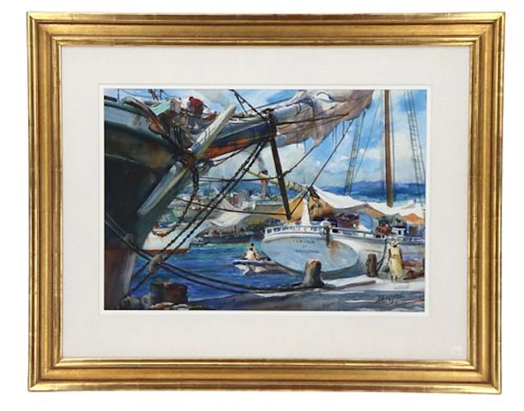 James Milton Sessions (1882–1962) American, Watercolor and Ink Maritime Scene