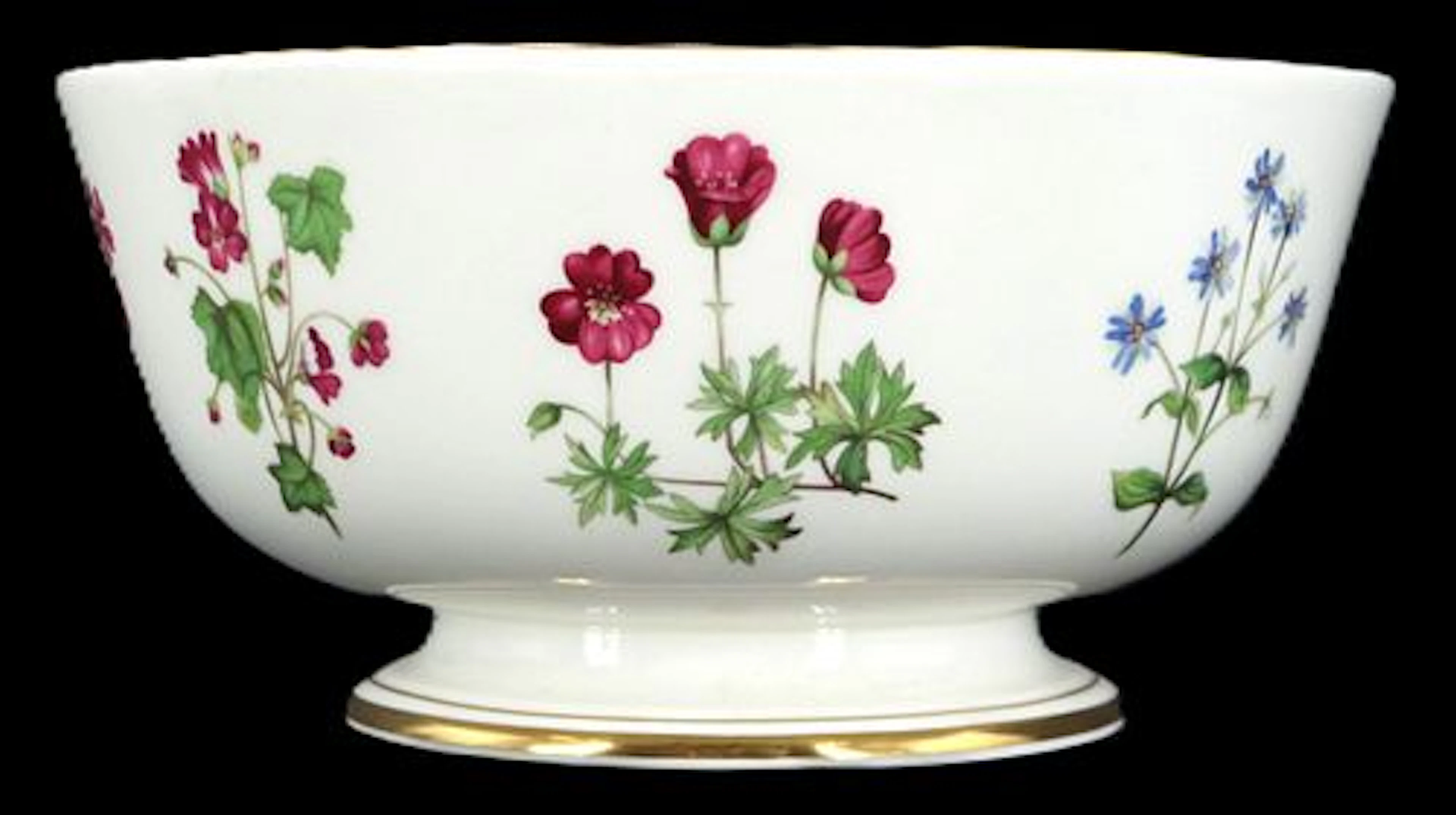 Vintage English Mintons Bone China "Meadow" Pattern Footed Serving Bowl