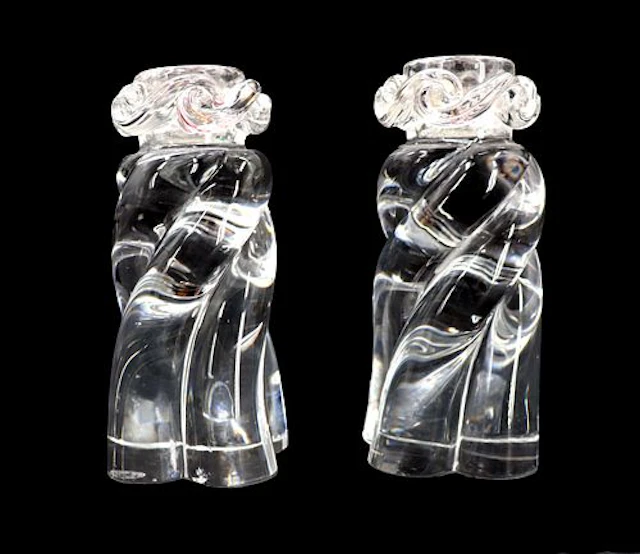 (2) Vintage Baccarat Crystal "Aladin" Twist Candlesticks