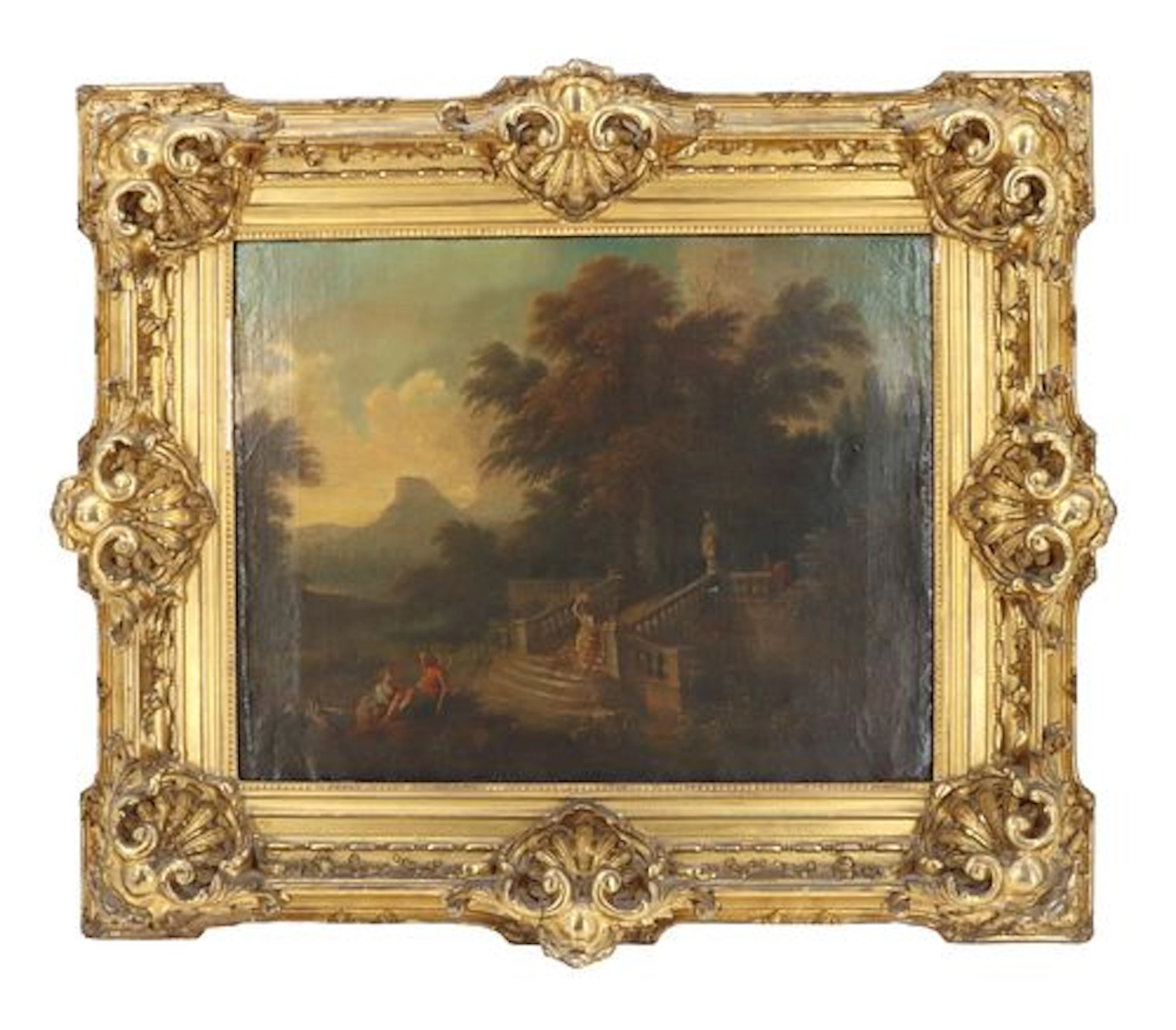 18th Century Continental Oil on Canvas Pastoral Landscape