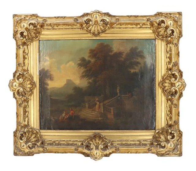 18th Century Continental Oil on Canvas Pastoral Landscape