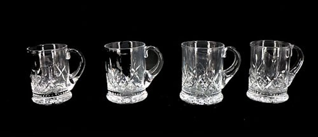 (4) English Stuart Cut Crystal Short Mugs