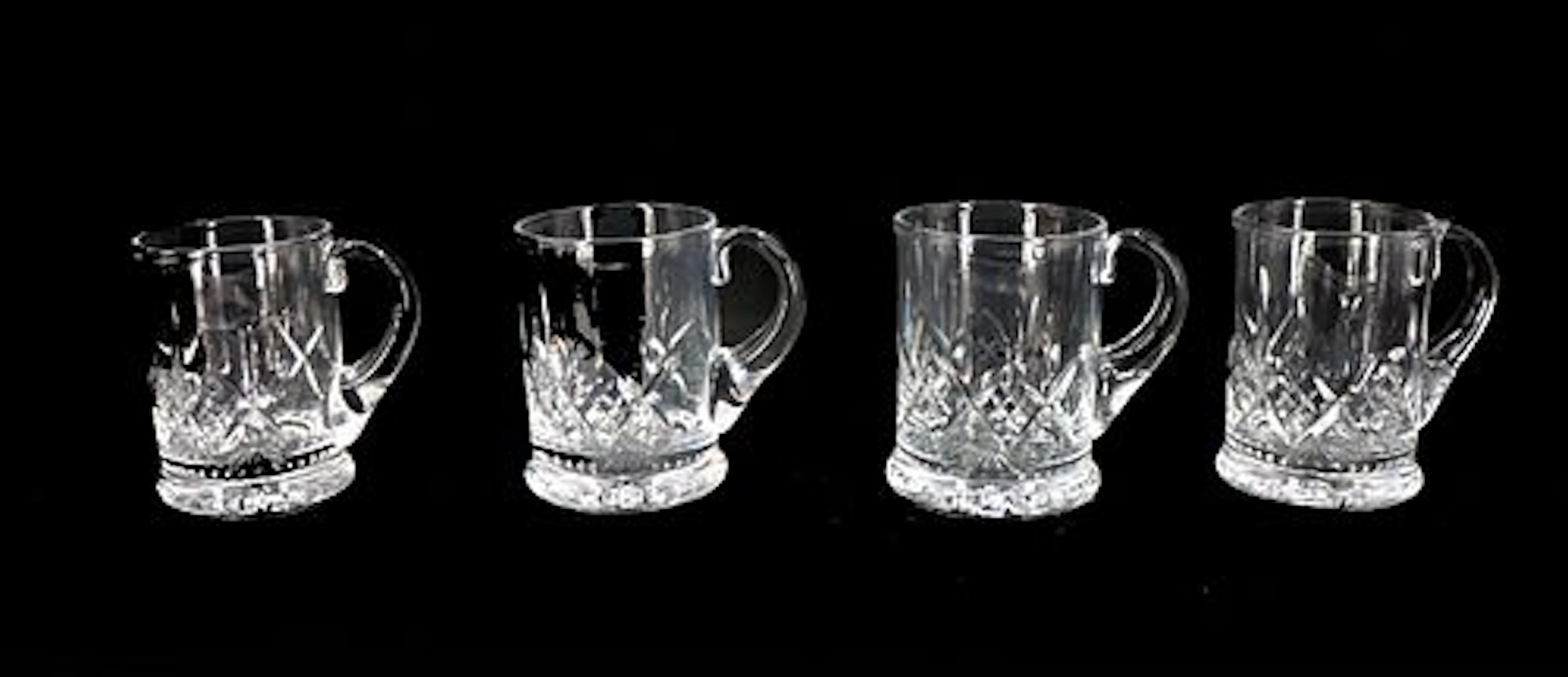 (4) English Stuart Cut Crystal Short Mugs