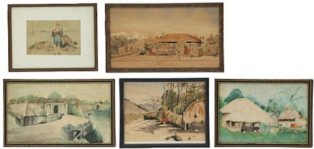 (5) Early 20th Century Tropical Watercolors