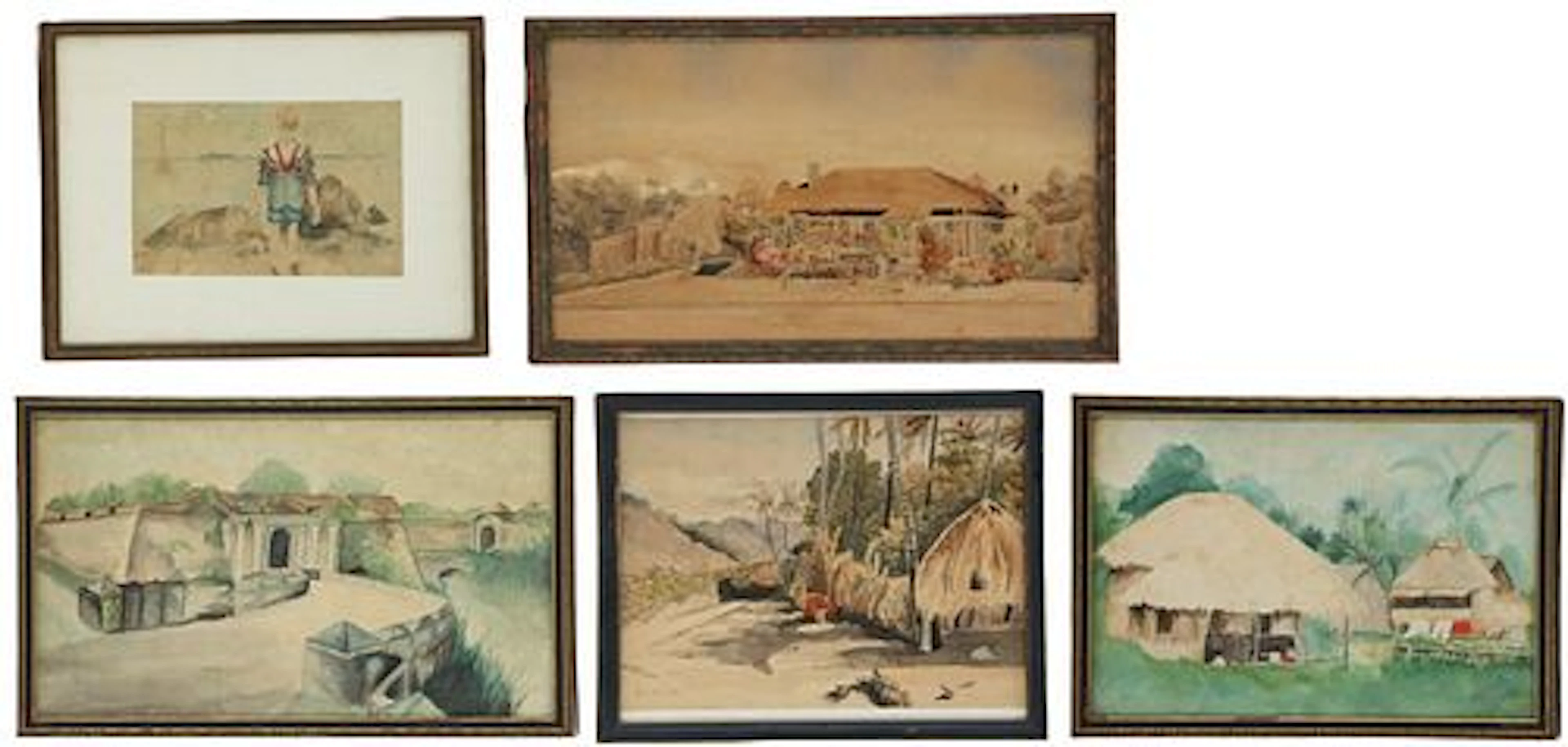 (5) Early 20th Century Tropical Watercolors