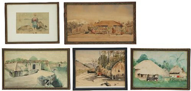 (5) Early 20th Century Tropical Watercolors