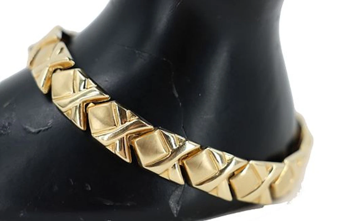 Italian Milor 14K Yellow Gold "Hugs and Kisses" (XO) Link Bracelet - 6.9 g.