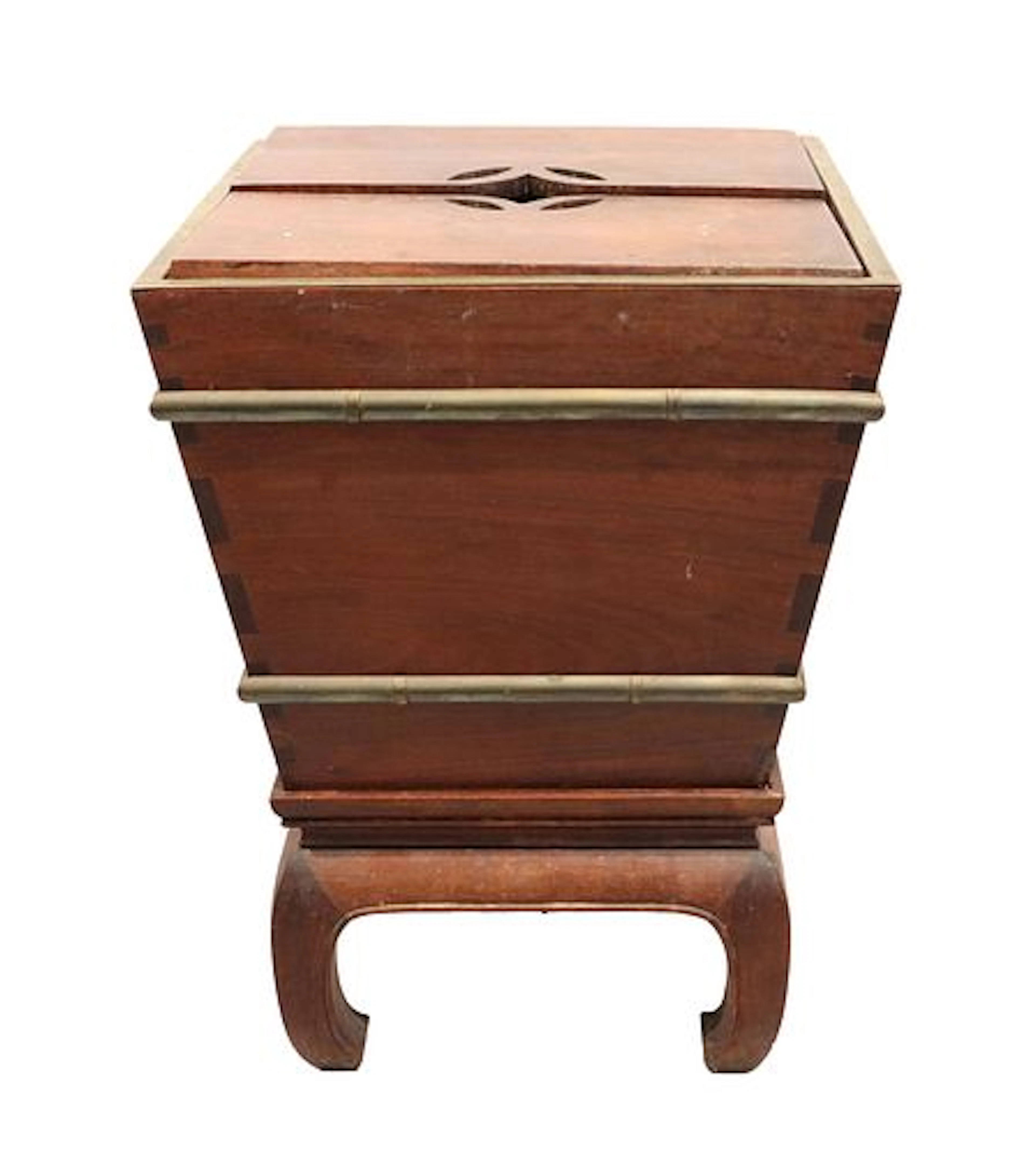 Antique Chinese Brass Mounted Ice Chest on Stand