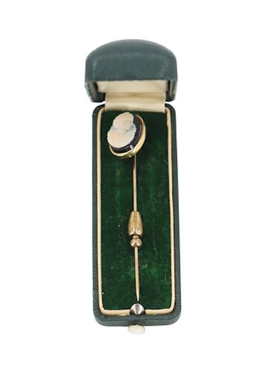 Tested 14k Gold, Onyx Cameo Stickpin - Gross 6.2 g.