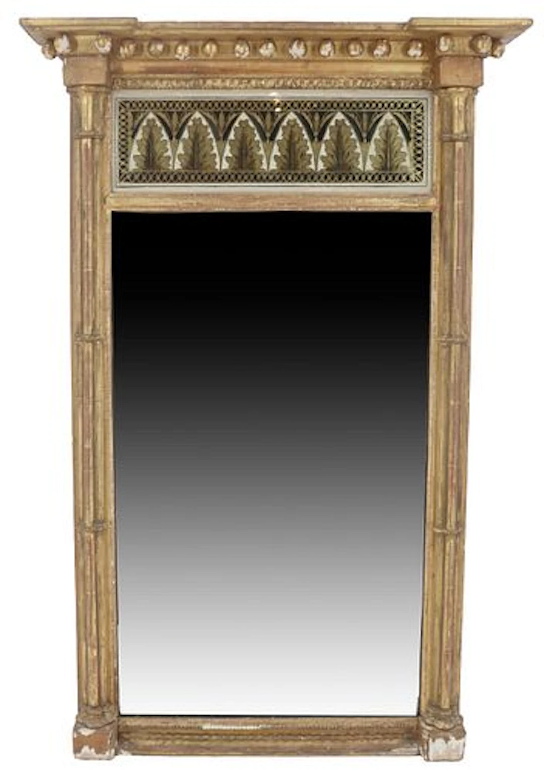 Regency Style Giltwood and Gesso Trumeau Mirror with Arcade Eglomise Panel