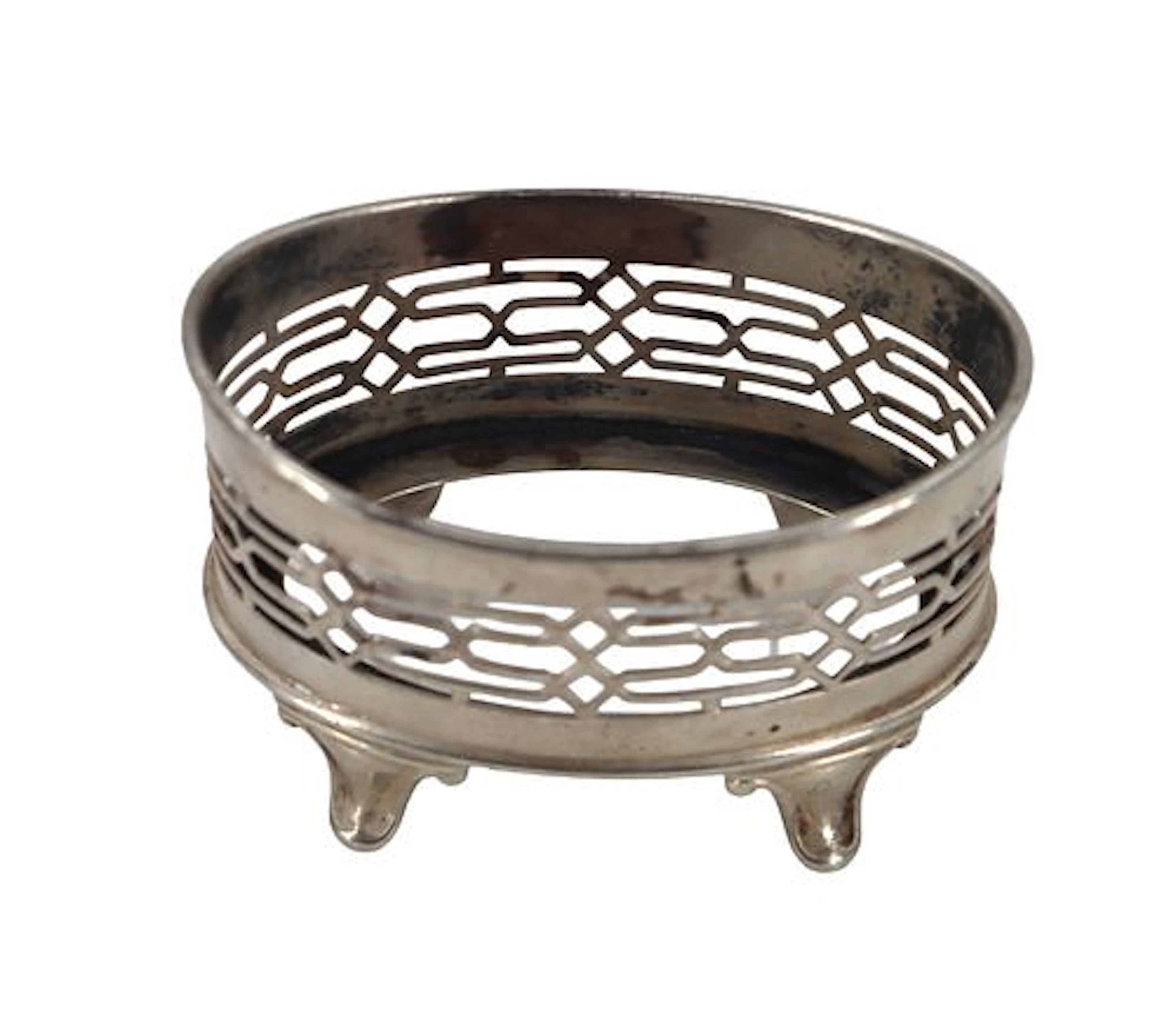 Antique Peter L. Kirder Reticulated Coil Silver Wine Coaster - .975 ozt.