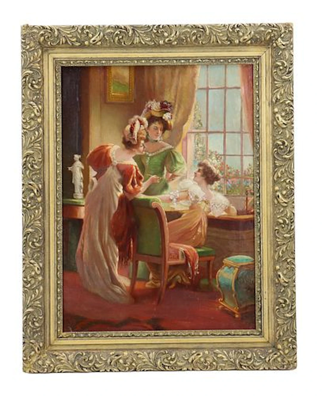 Early 20th-Century Oil on Canvas Interior Genre Scene Signed A.C. Dunne