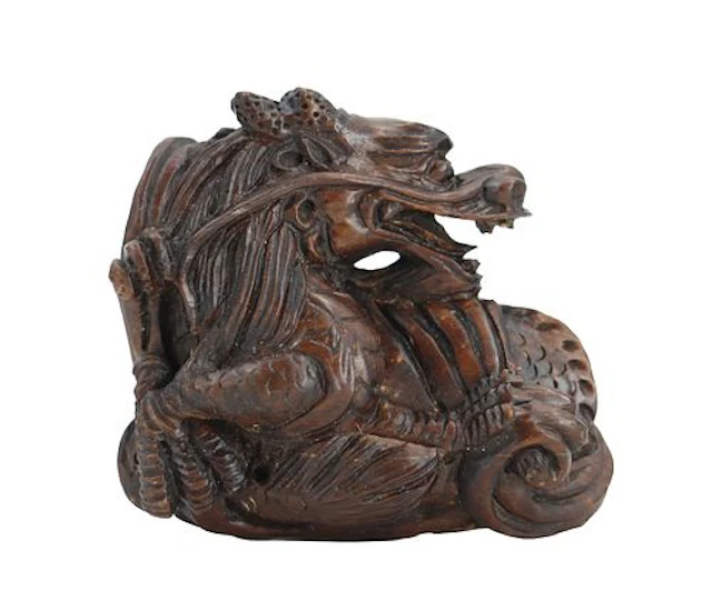 Fine Japanese Carved Wood Dragon Netsuke