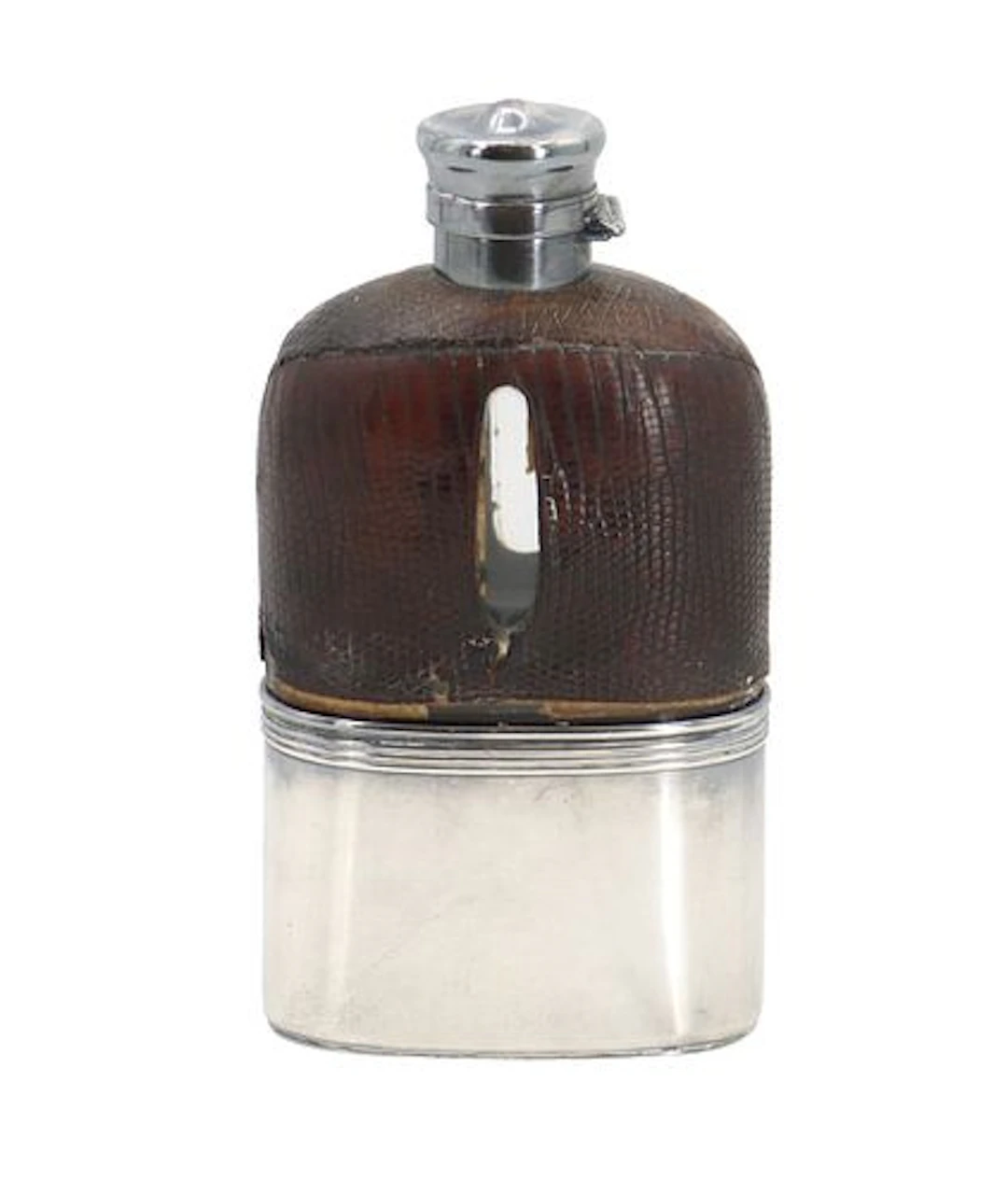 Antique Gorham 8 Gills Sterling Silver, Leather, and Glass Drinking