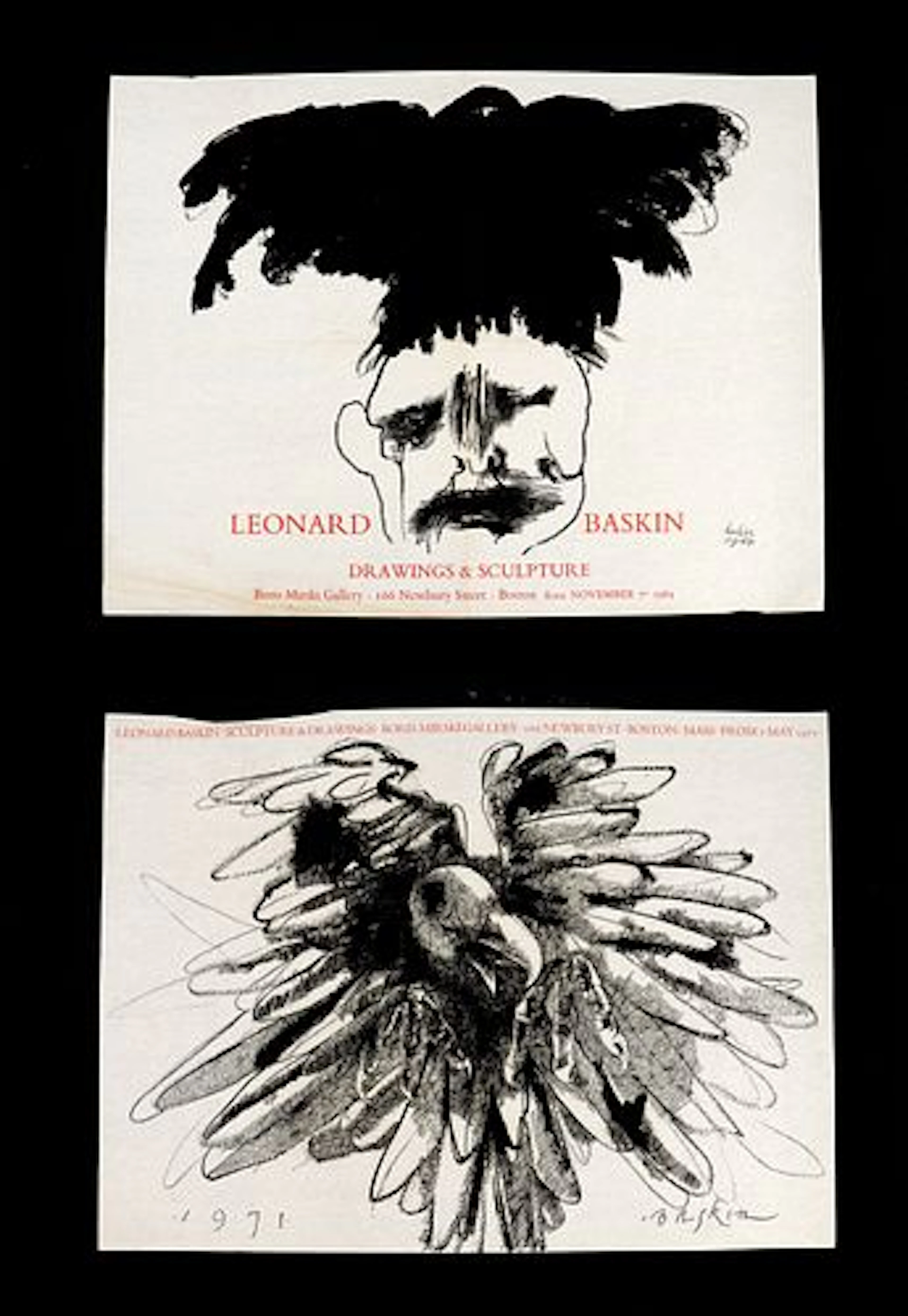 Leonard Baskin (1922-2000) American, (2) Vintage Exhibition Posters