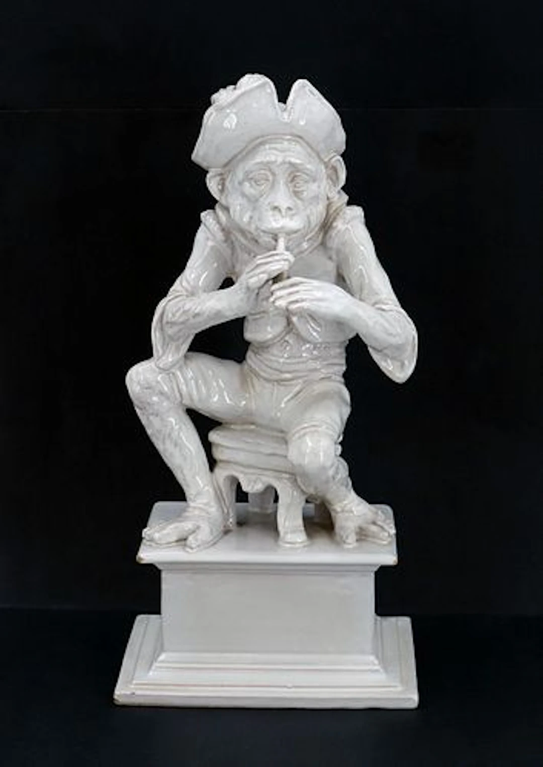 Vintage Italian Blanc De Chine Ceramic Monkey Statue