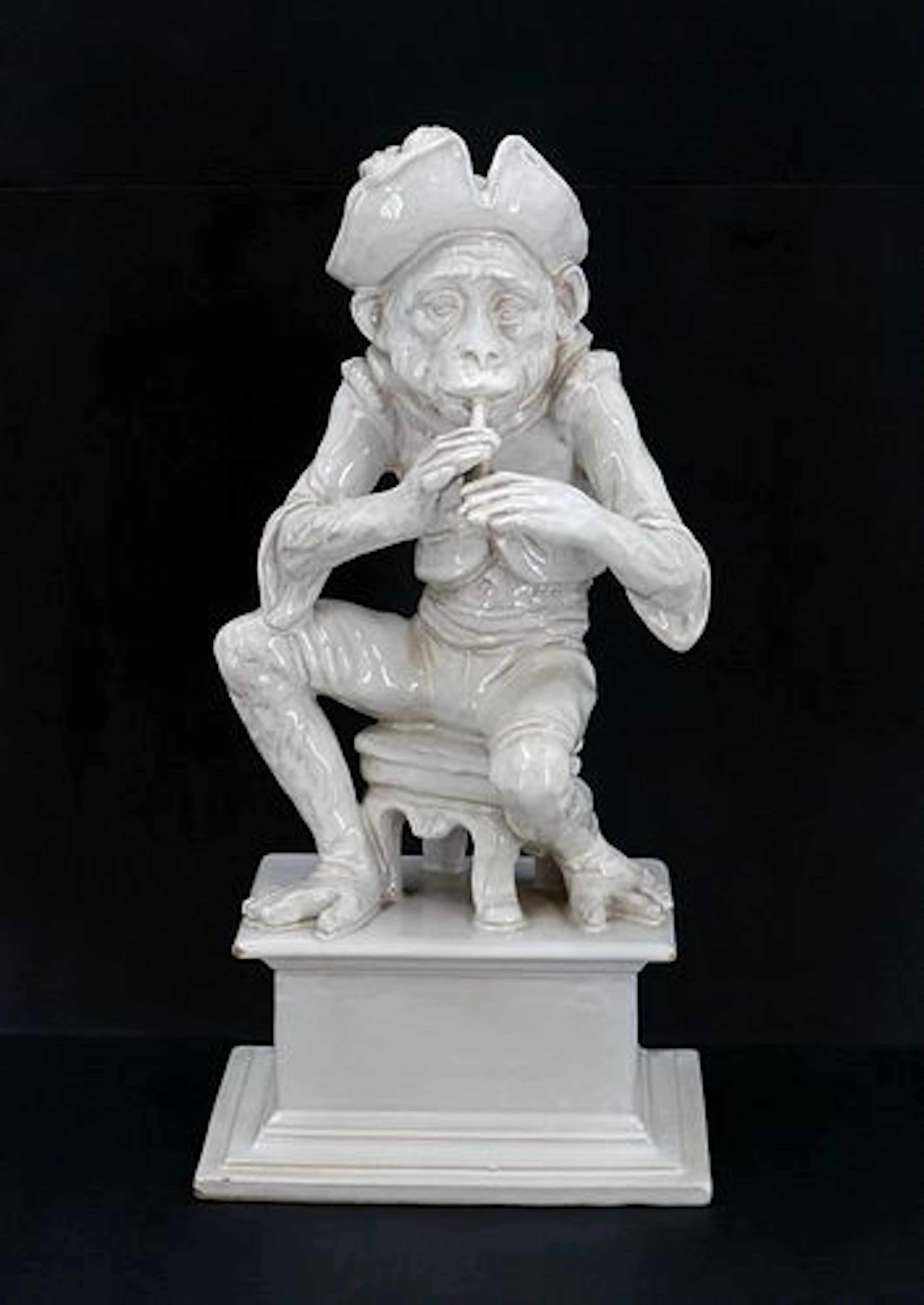 Vintage Italian Blanc De Chine Ceramic Monkey Statue