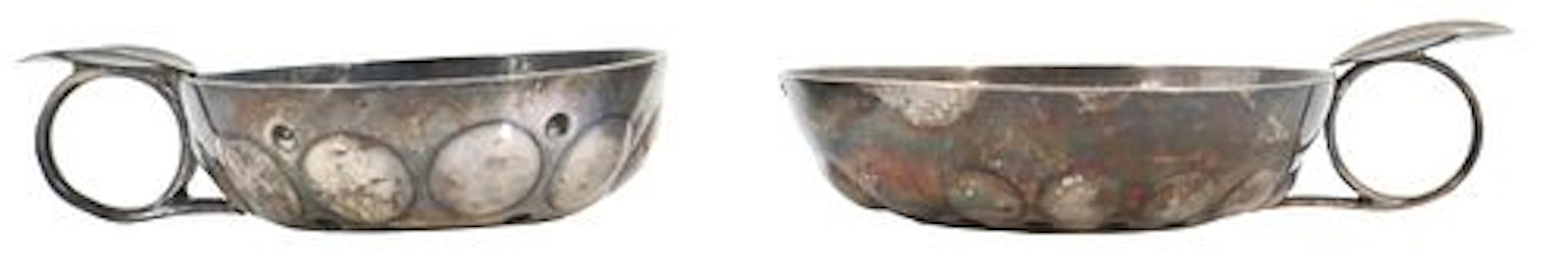 (2) Antique French Sterling Silver Tastevin Wine Taster Cups - 5.590 ozt.