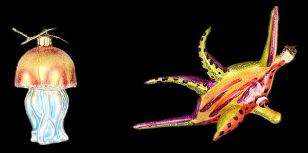 (2) Sea Creature Themed Christmas Ornaments in Boxes