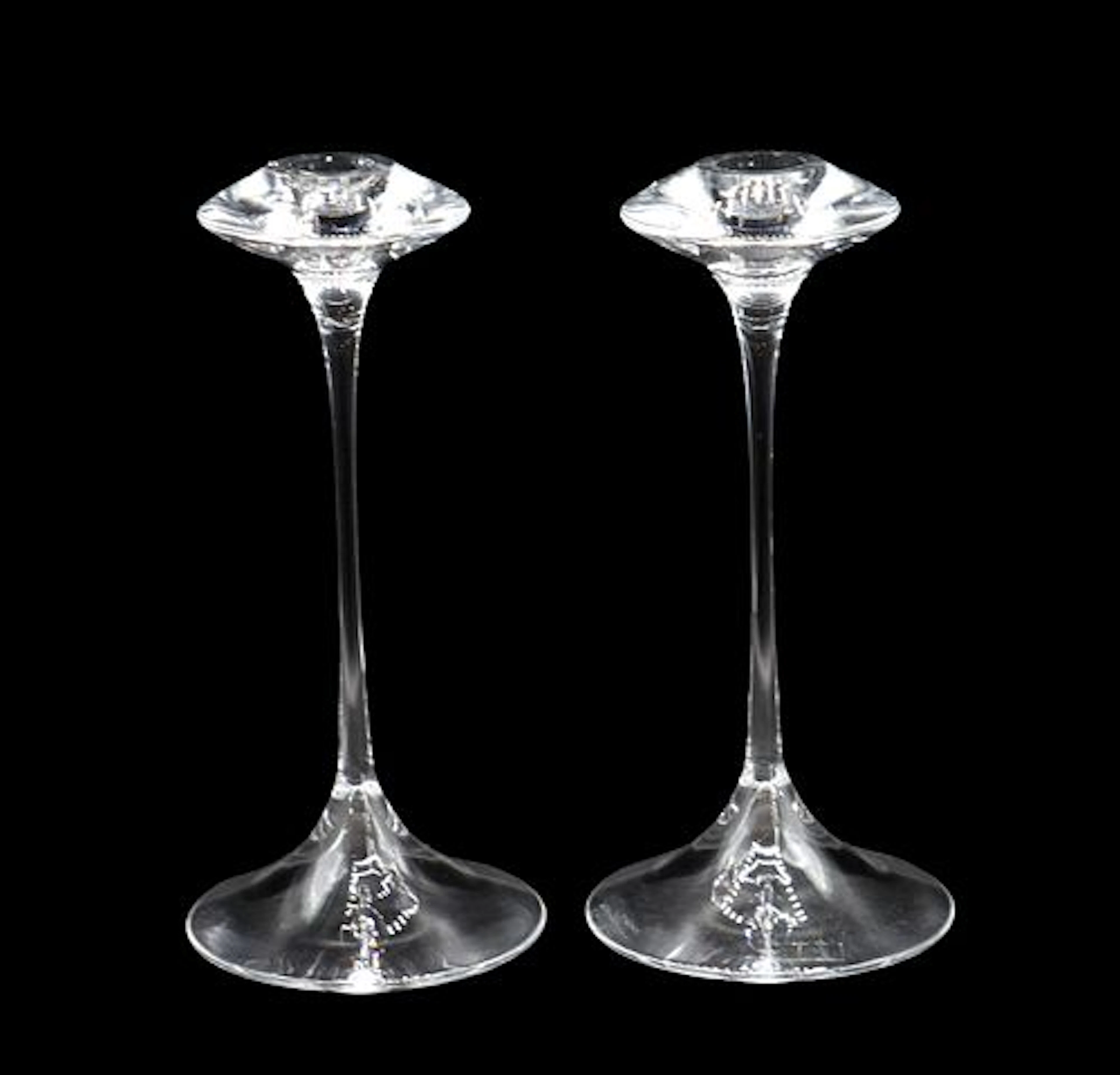 Kjell Engman (Born 1946) Swedish, Pair of Kosta Boda "Fanfare" Crystal