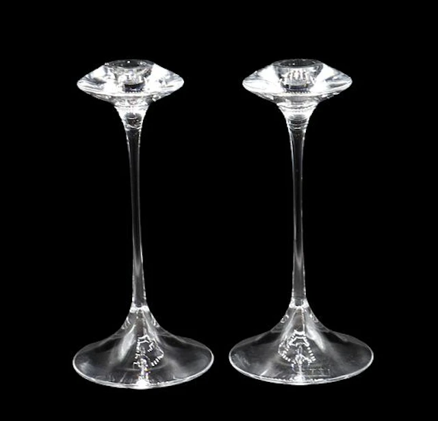 Kjell Engman (Born 1946) Swedish, Pair of Kosta Boda "Fanfare" Crystal