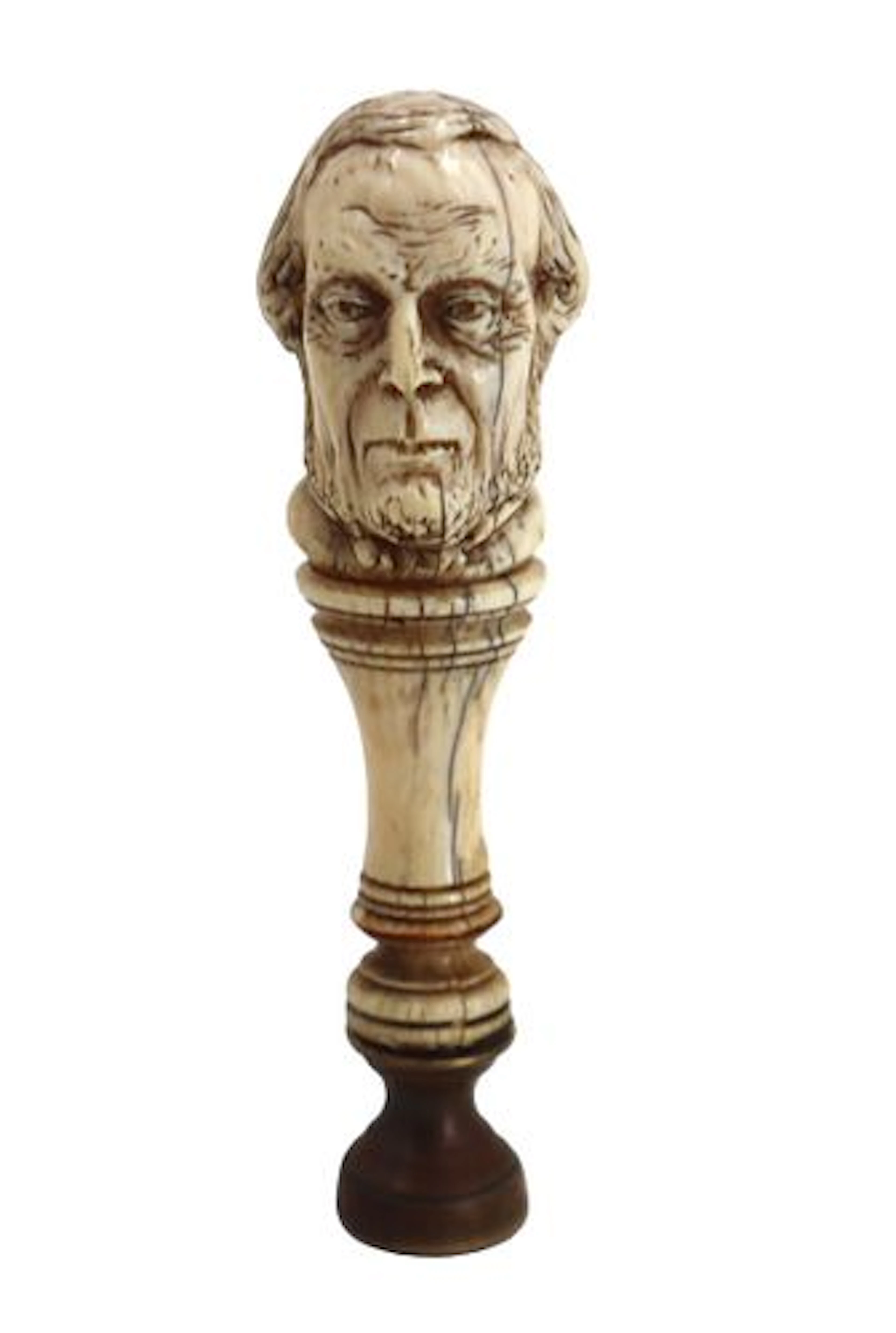 19th Century Carved Bone Portrait Bust Wax Seal