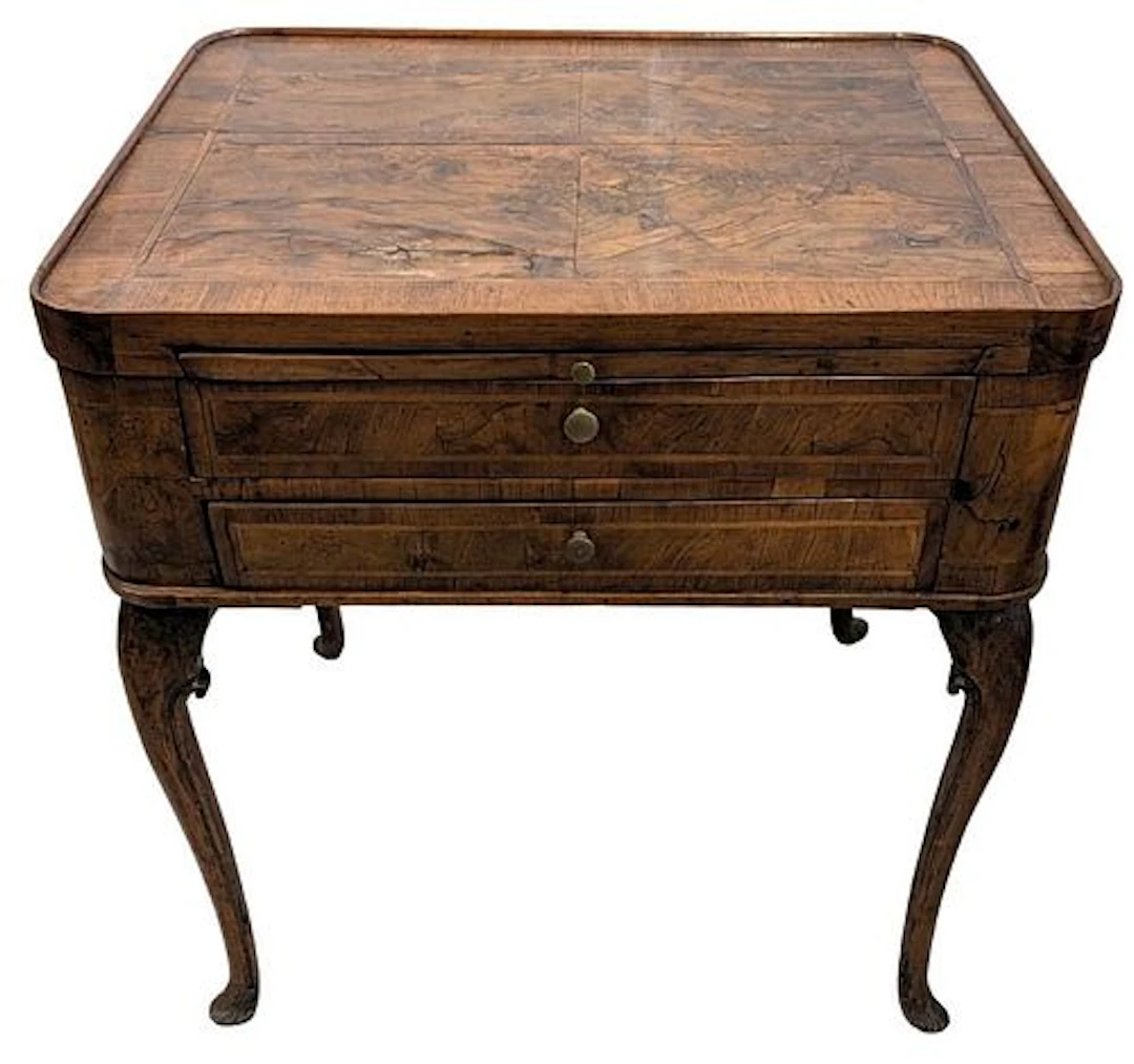 Antique English George I Style Burled Walnut Tea and Occasional Table