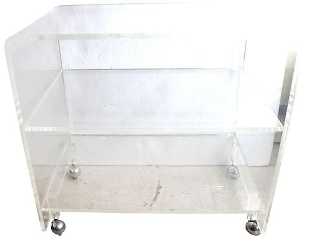 Lucite and Steel Casters Three-Tier Bar Cart