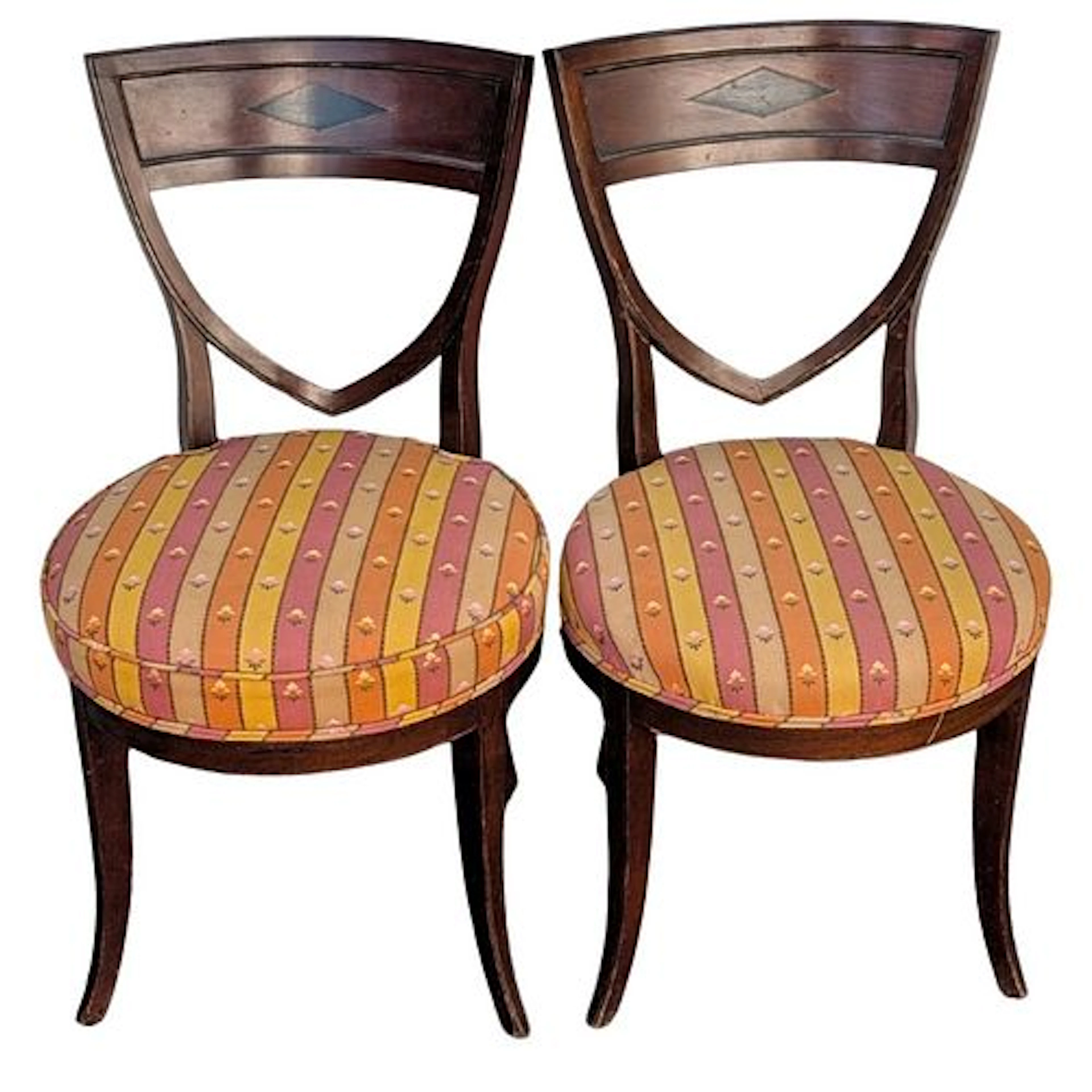 Pair of Antique Russian Neoclassical Style Carved Mahogany Side Chairs