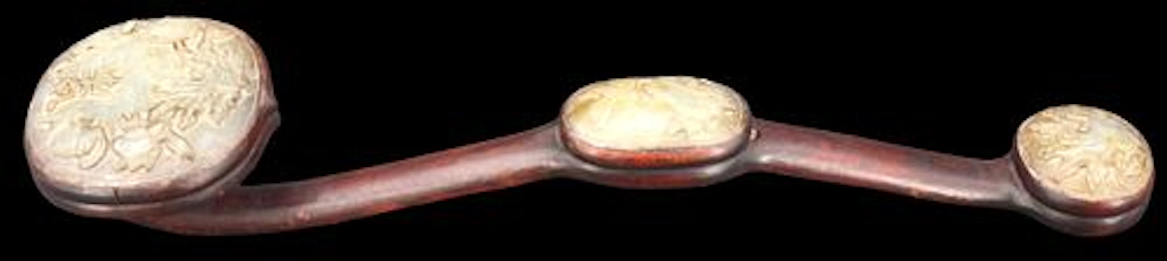 Chinese Hardwood and Carved Jade Ruyi Scepter