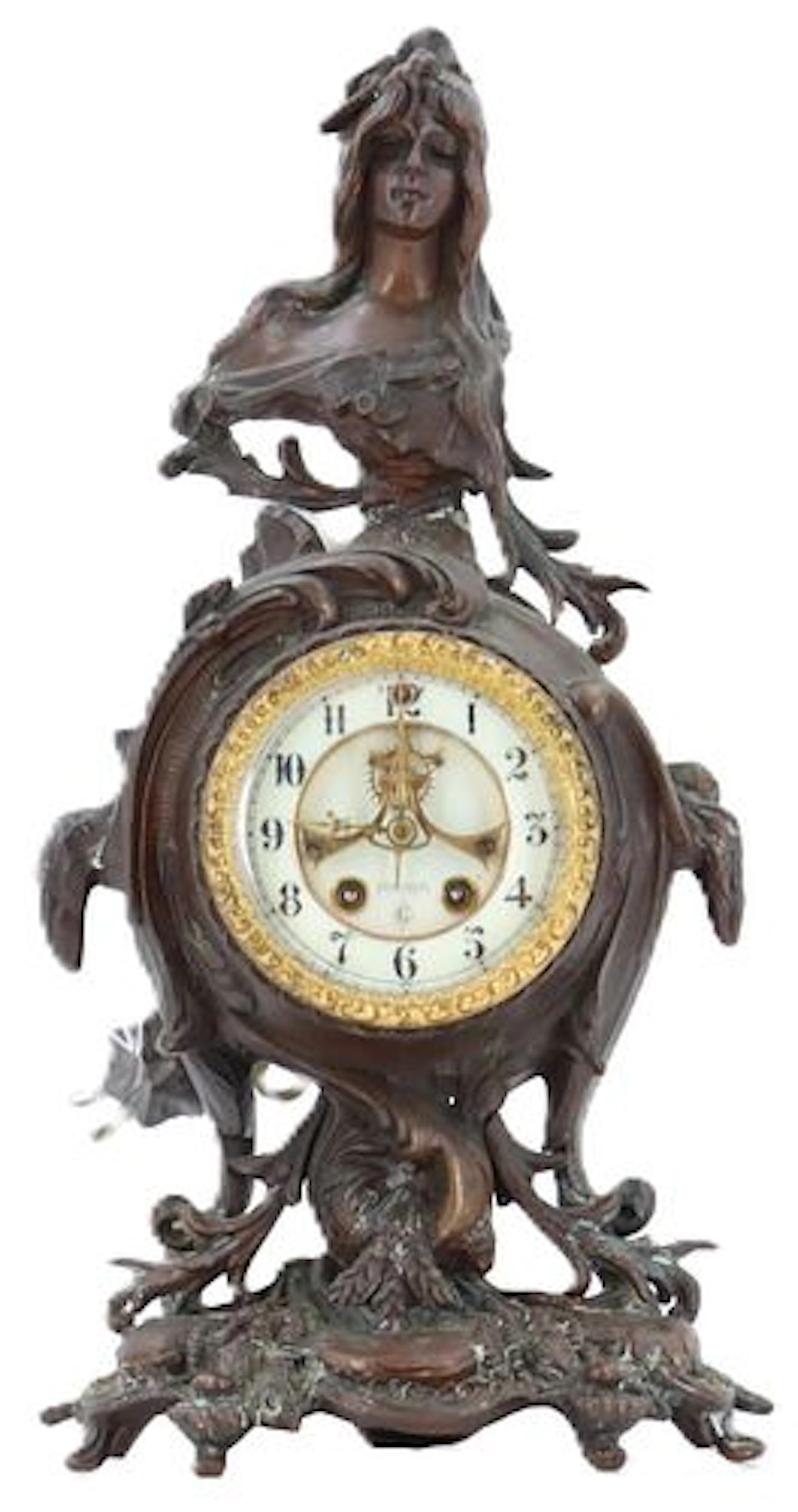 American Art Nouveau Figural Mantel Clock