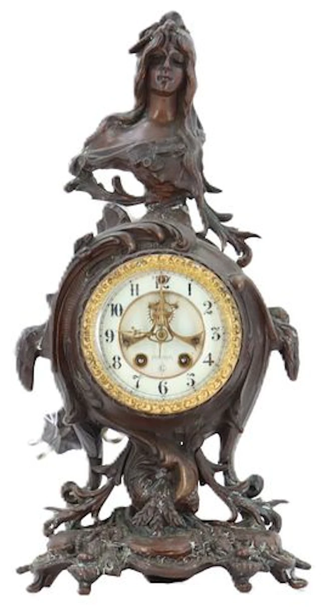 American Art Nouveau Figural Mantel Clock