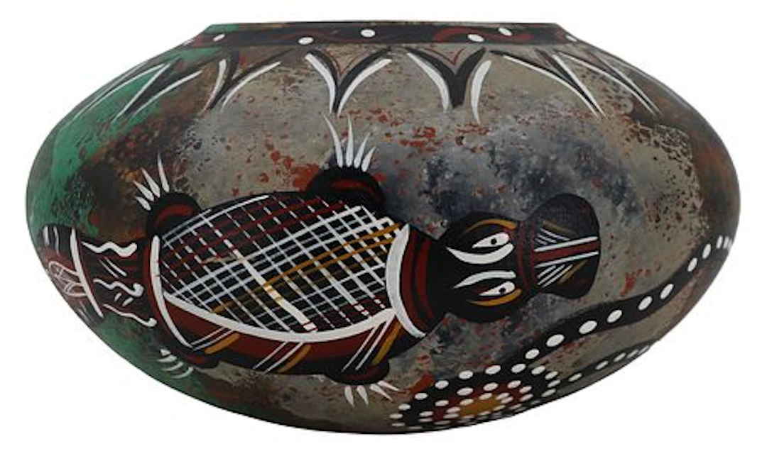 Linda Williams (Born 1944) Australian, Hand Painted Pottery Vessel