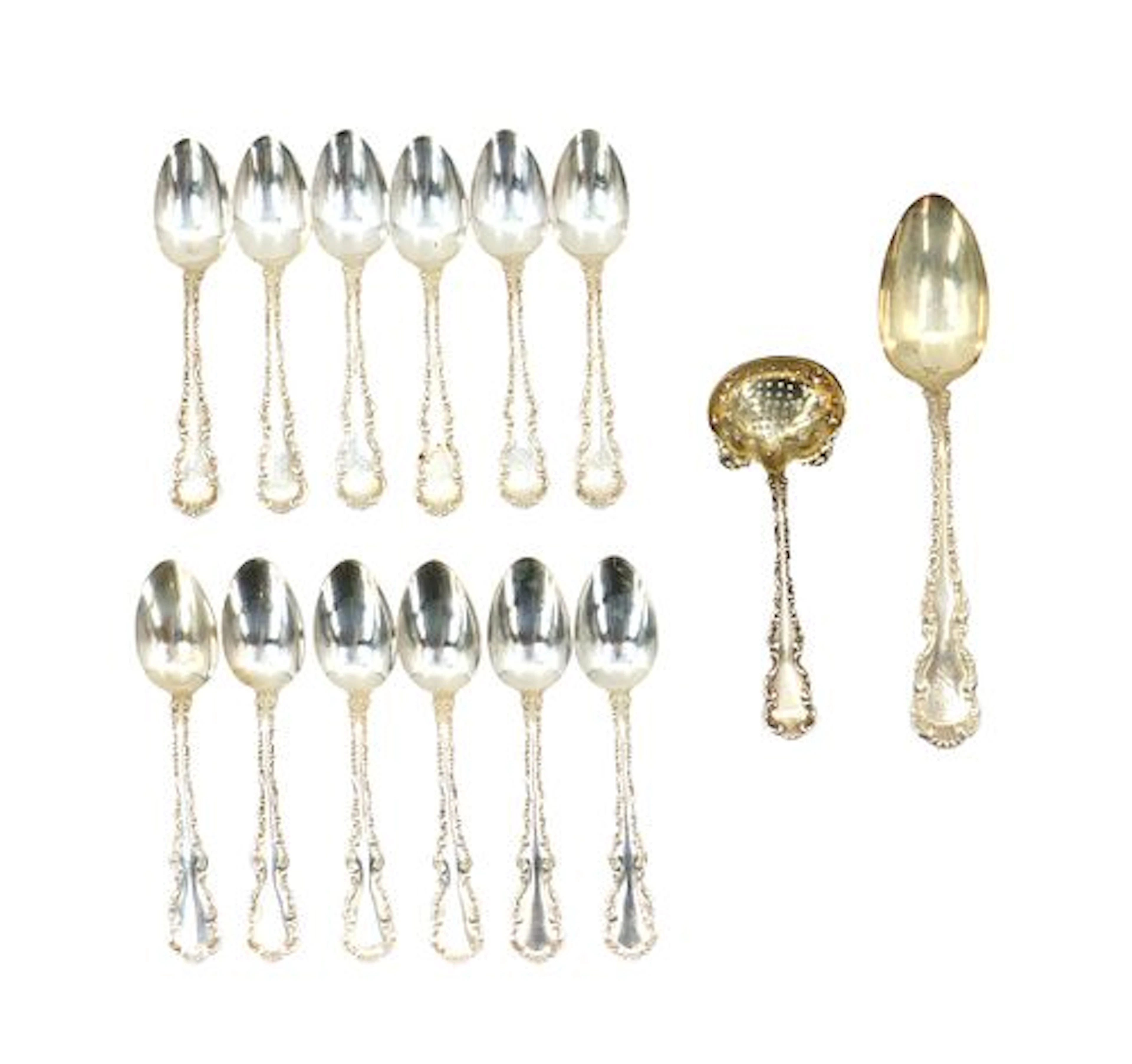 (14) American Louis XV Pattern Sterling Silver Spoons - 10.400 ozt.