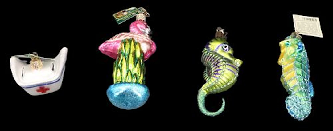 (4) Old World Christmas Art Glass Ornaments in Original Boxes