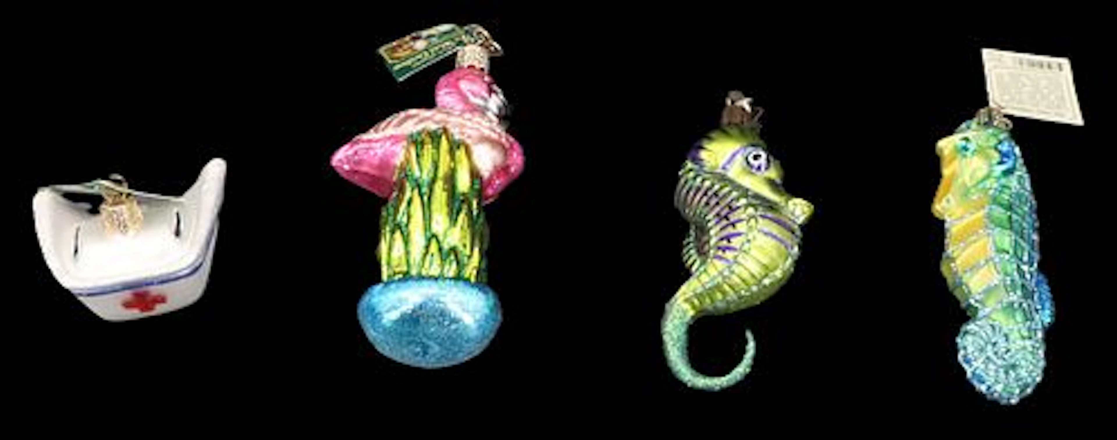 (4) Old World Christmas Art Glass Ornaments in Original Boxes