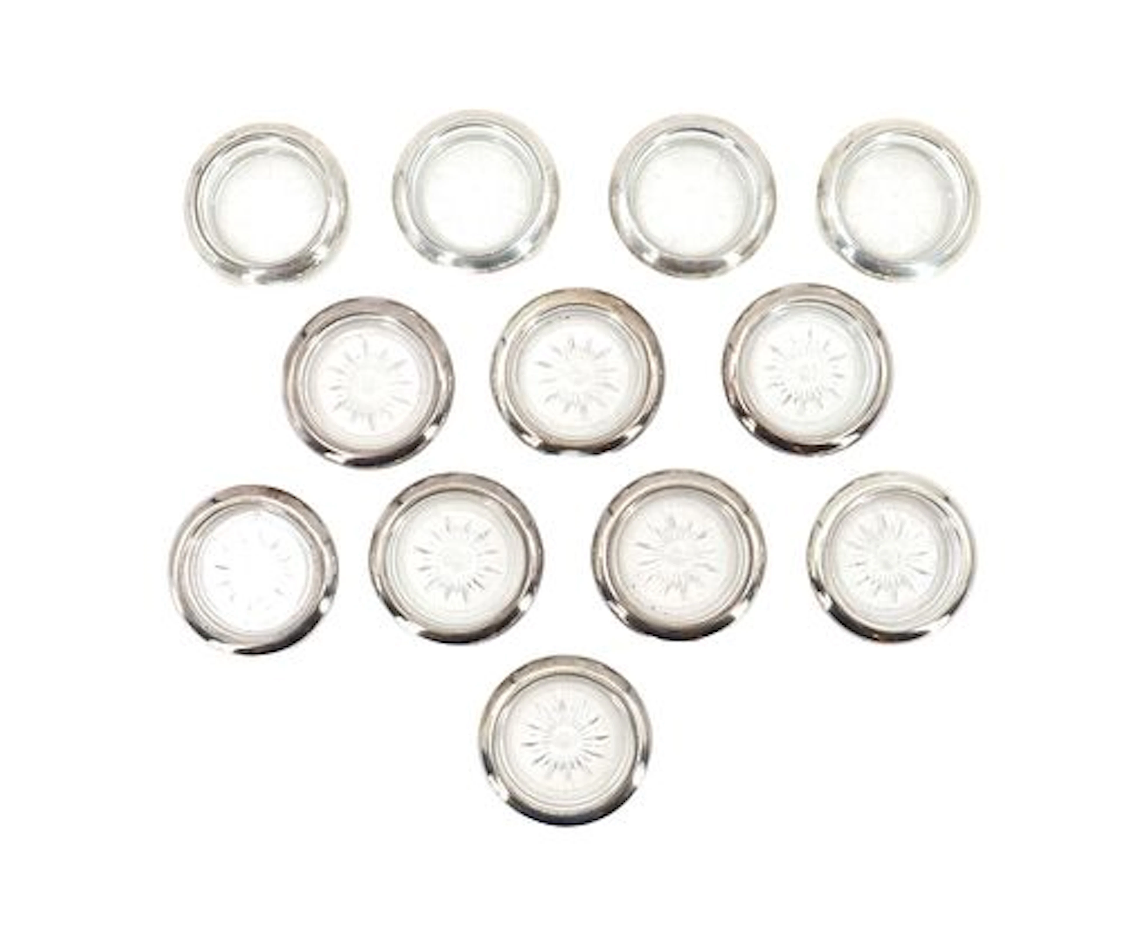 (12) Frank M. Whiting Sterling Silver and Cut Glass Coasters