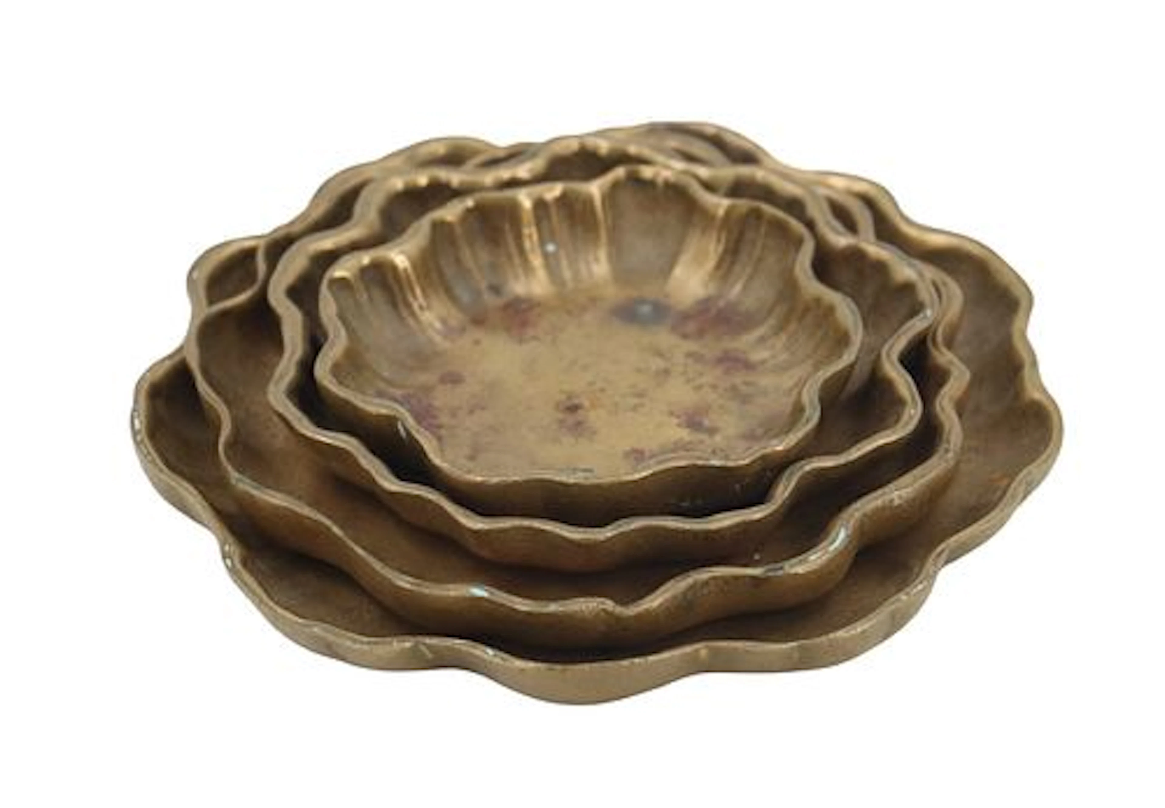 (4) Tiffany Studios New York Bronze Nestint Trays or Nut Bowls