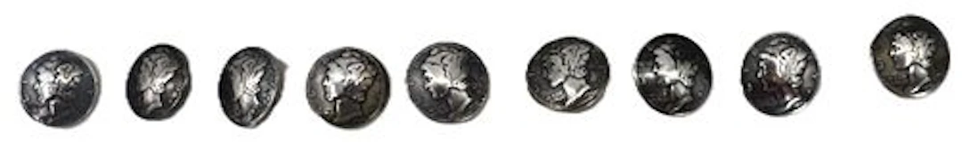 (9) Mercury Dimes as Buttons