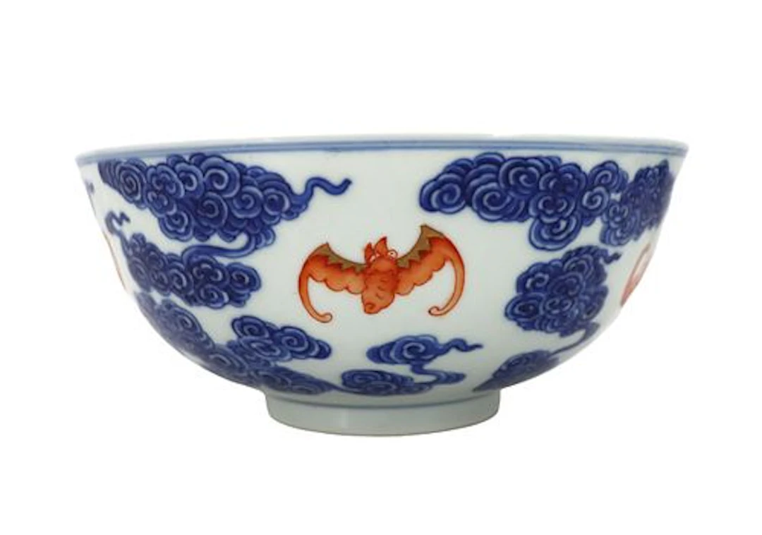 Vintage Large Chinese Blue and White Porcelain Bowl